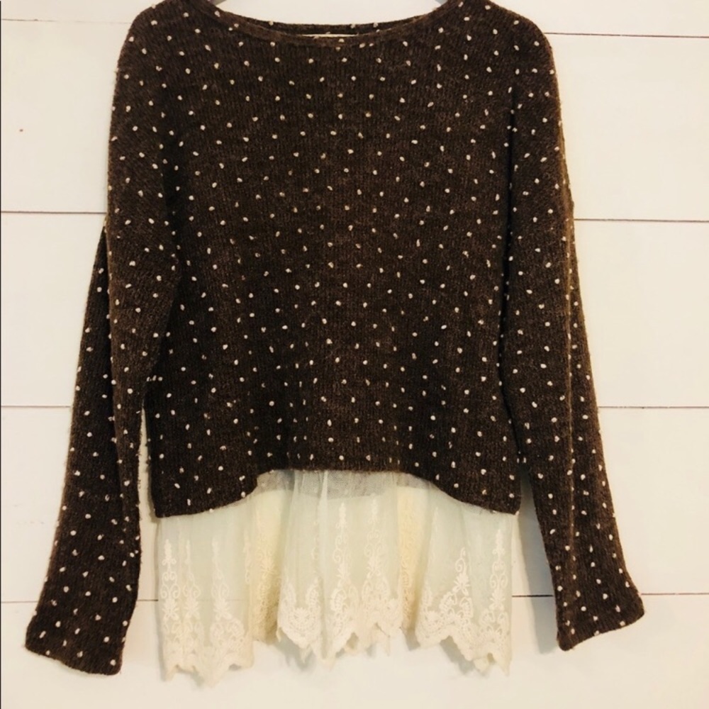 Brown and cream popcorn sweater